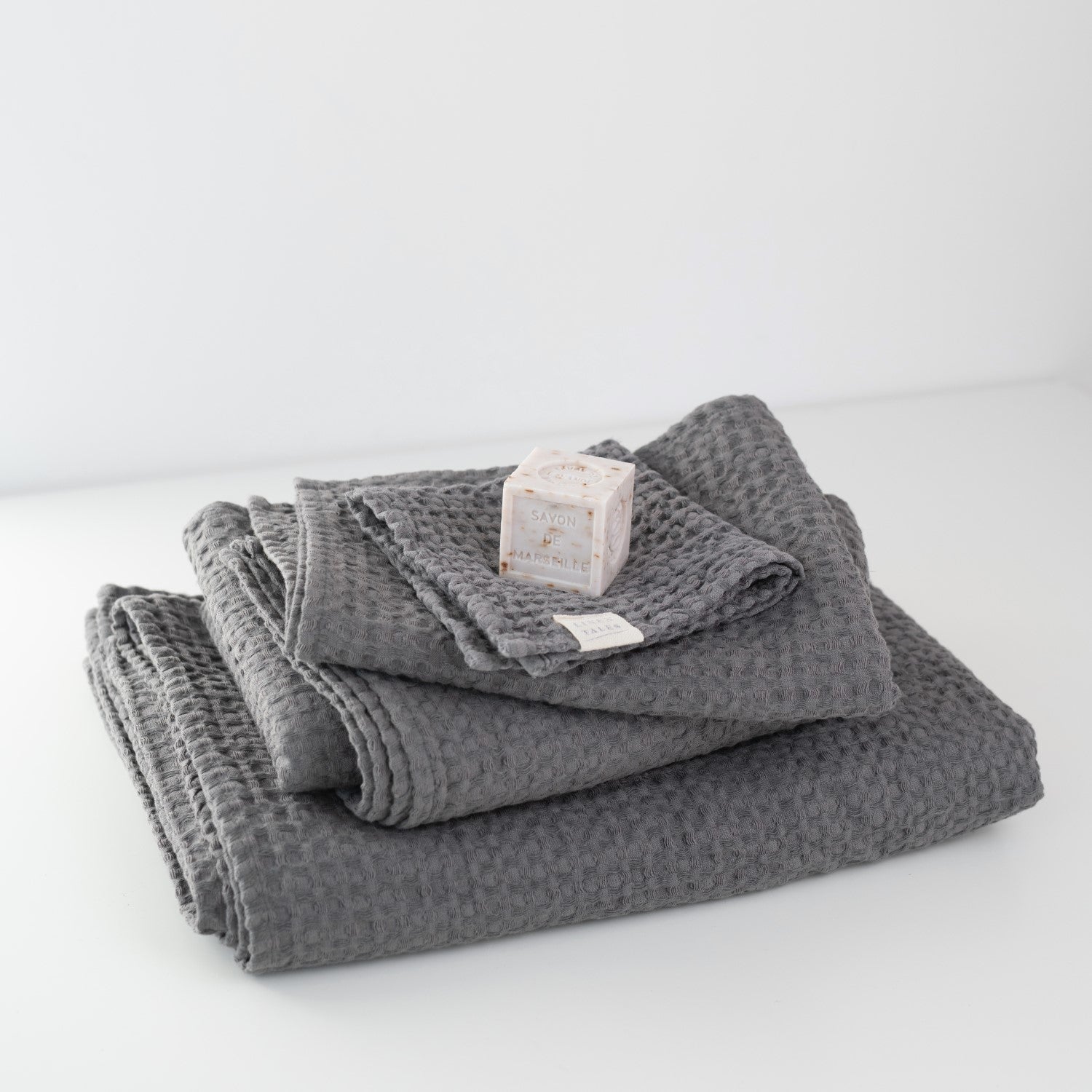 Honeycomb Waffle Towel Set (Dark Grey)