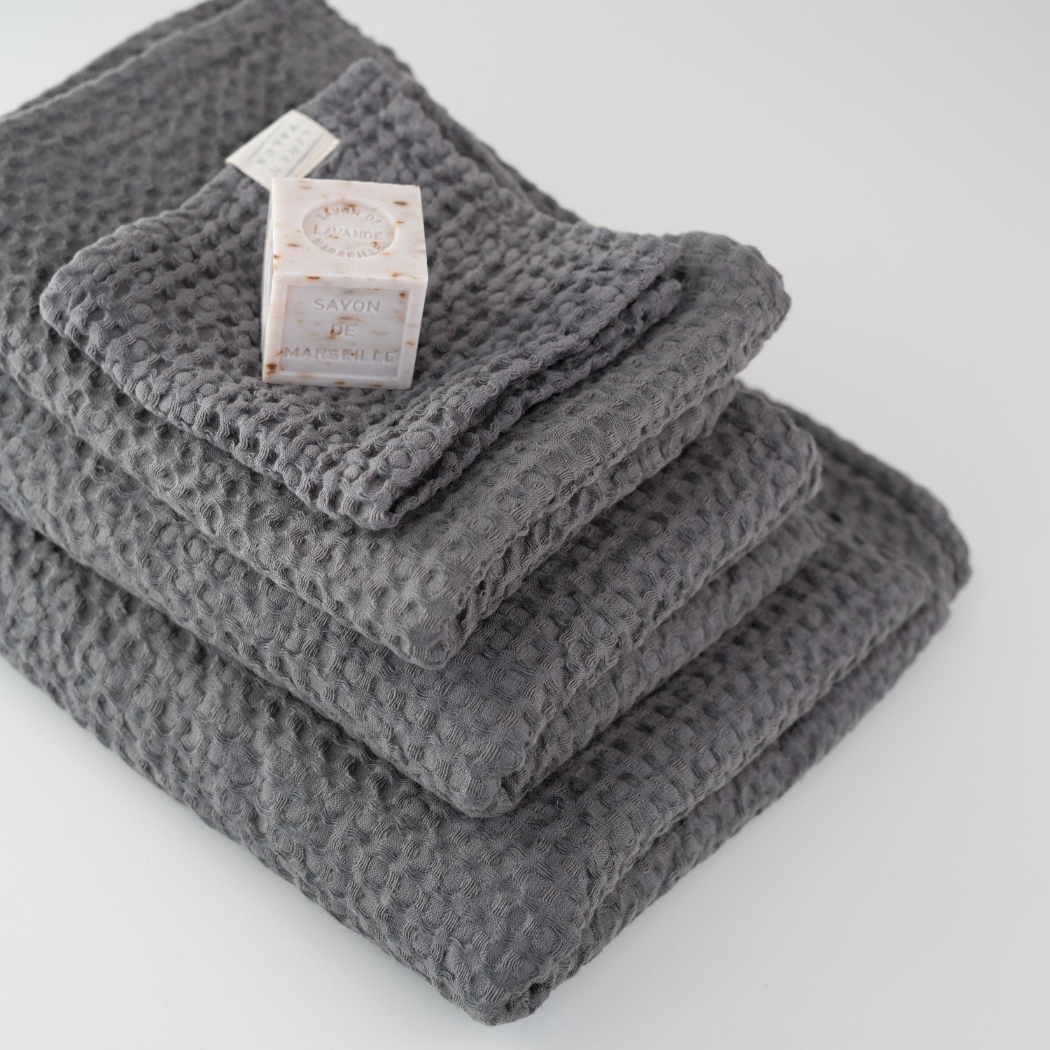 Honeycomb Waffle Towel Set (Dark Grey)