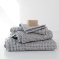 Honeycomb Waffle Towel Set (Light Grey)