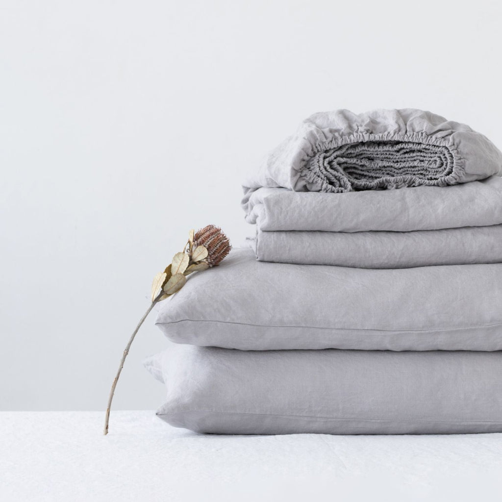 Light Grey Linen Sheet Set