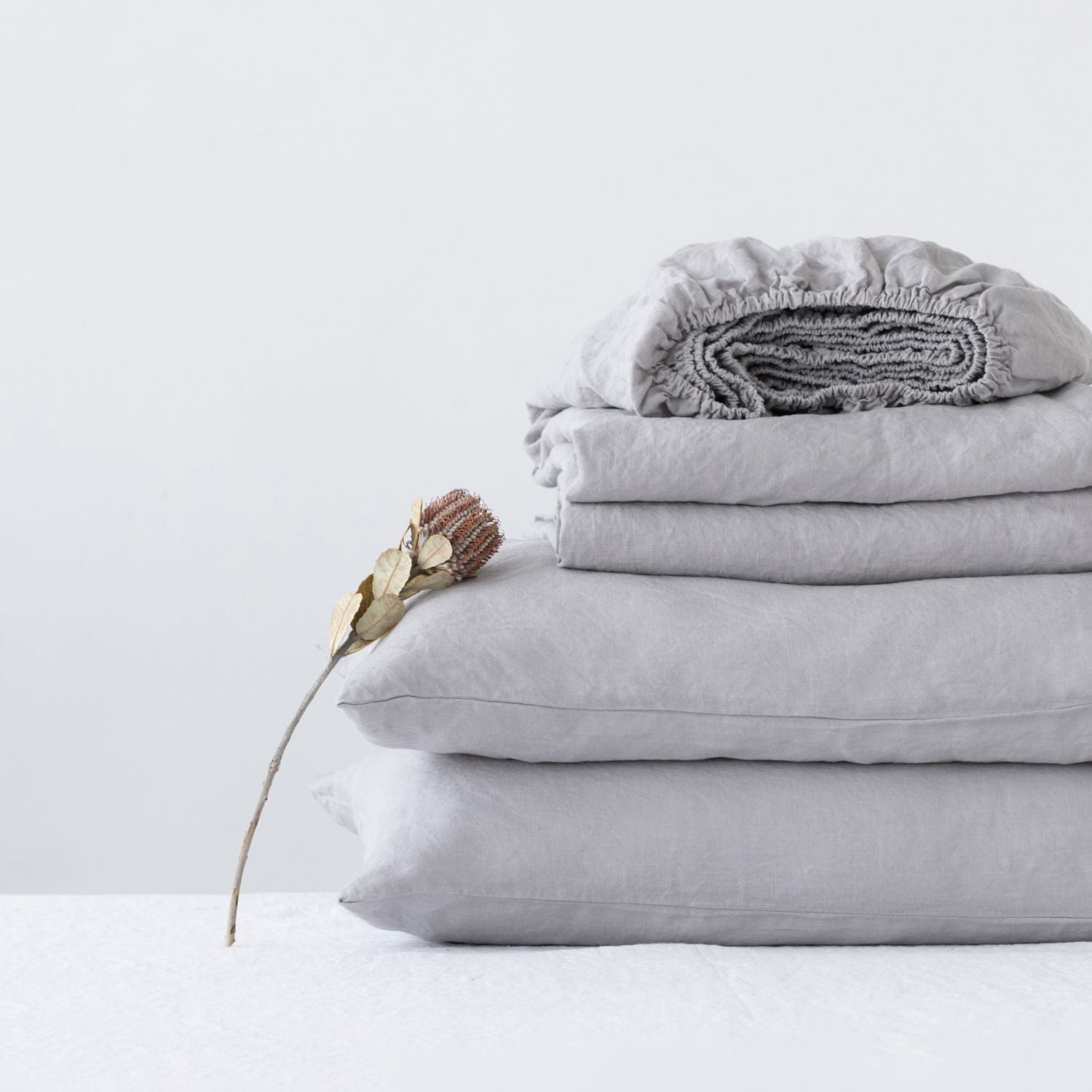 Light Grey Linen Sheet Set