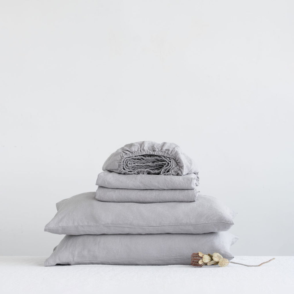 Light Grey Linen Sheet Set