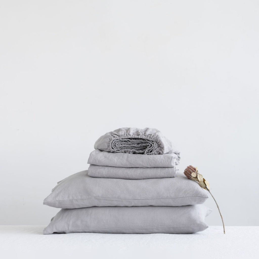 Light Grey Linen Sheet Set
