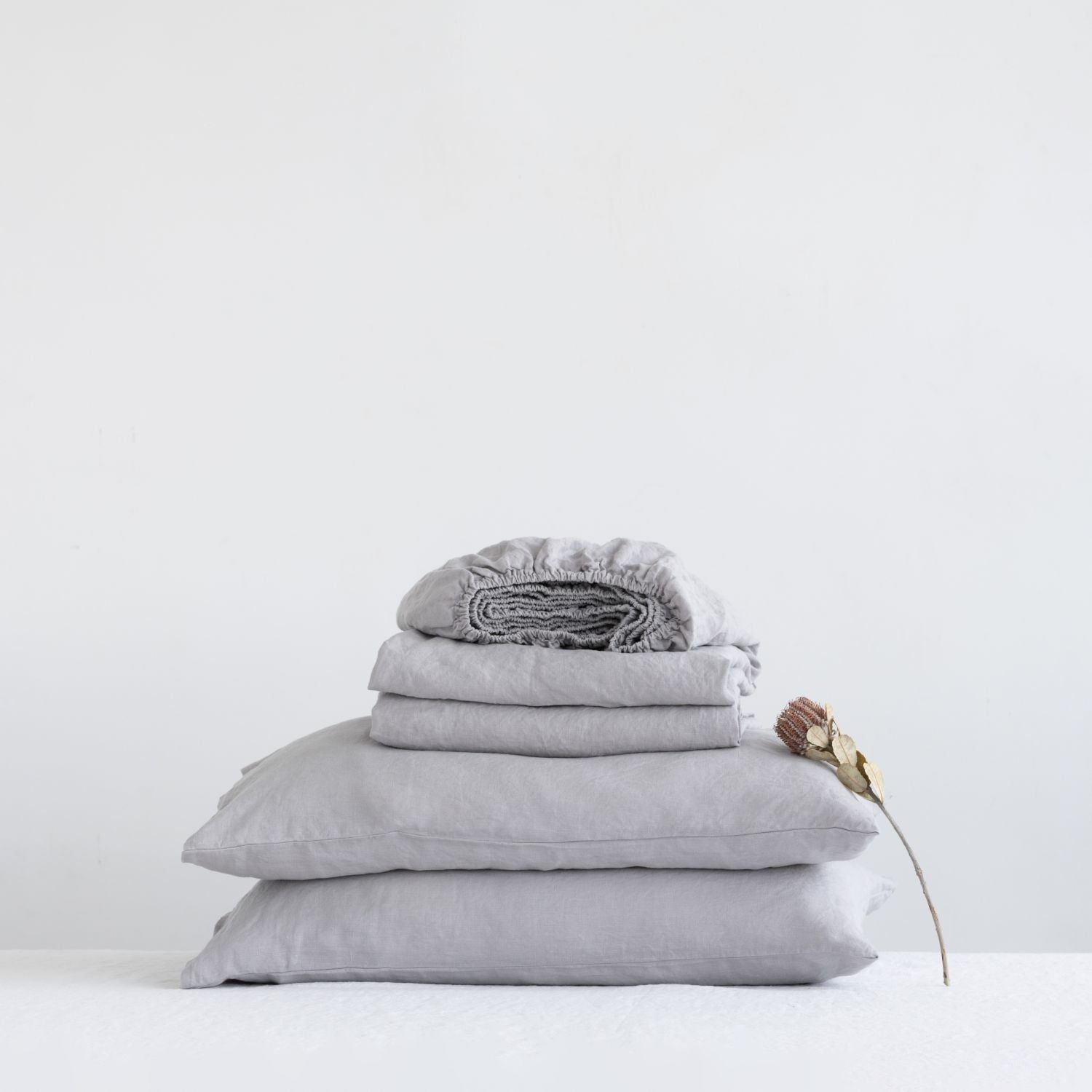 Light Grey Linen Sheet Set