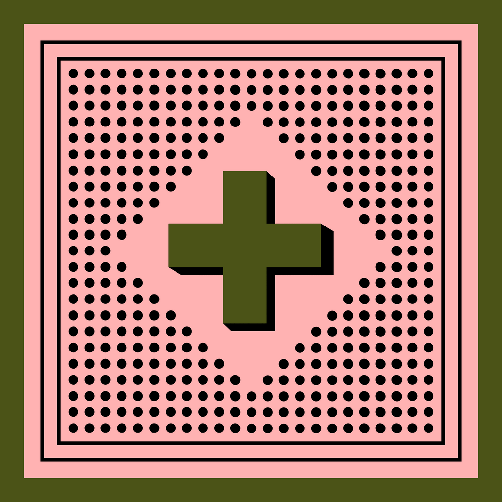 Archie Bandana No. 6 - Pink and Olive Dots Art Print